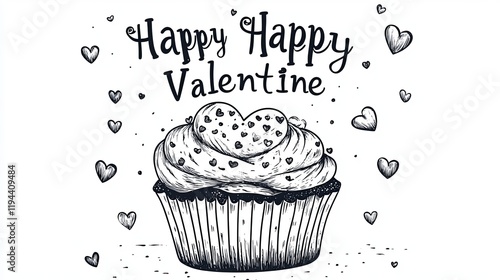 love cup cake happy valentine, white background 