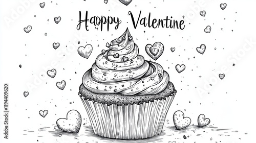 love cup cake happy valentine, white background 