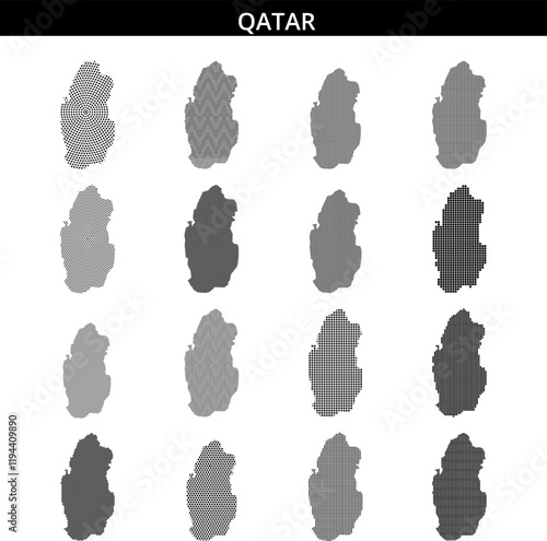 Outline of Qatar displayed with a unique dotted pattern and textured background