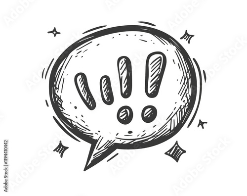 Exclamation marks in speech bubble drawing