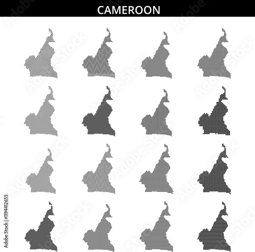 Outline map of Cameroon displaying geographical traits and regional divisions