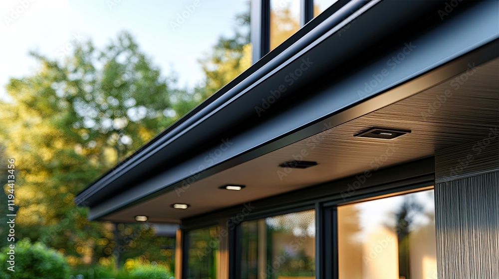 Modern Home Exterior Detail: Architectural Design with Recessed Lighting Modern Home Exterior Detail: Architectural Design with Recessed Lighting
