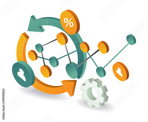 Business network development analysis arrow rotation