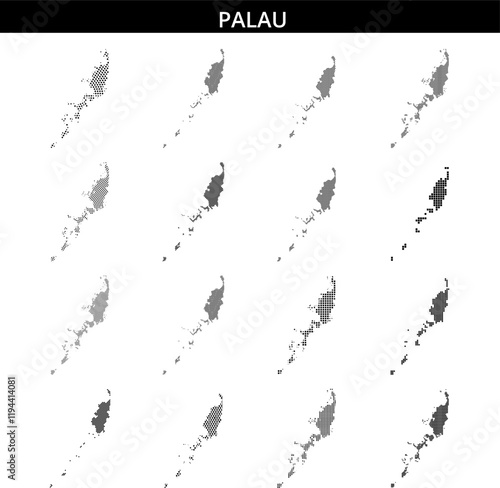 Map showcasing the geographic layout of Palau with dotted representation of islands