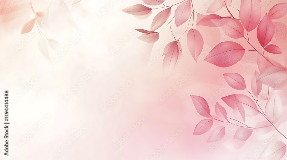Delicate Pink Leaves Branch Soft Background Delicate Pink Leaves Branch Soft Background