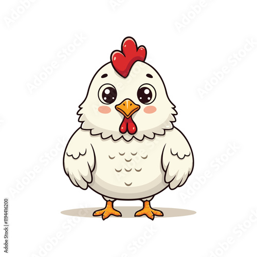 Cute Chicken Hen Standing Cartoon Vector Icon Illustration Animal Nature Icon Isolated Flat Vector