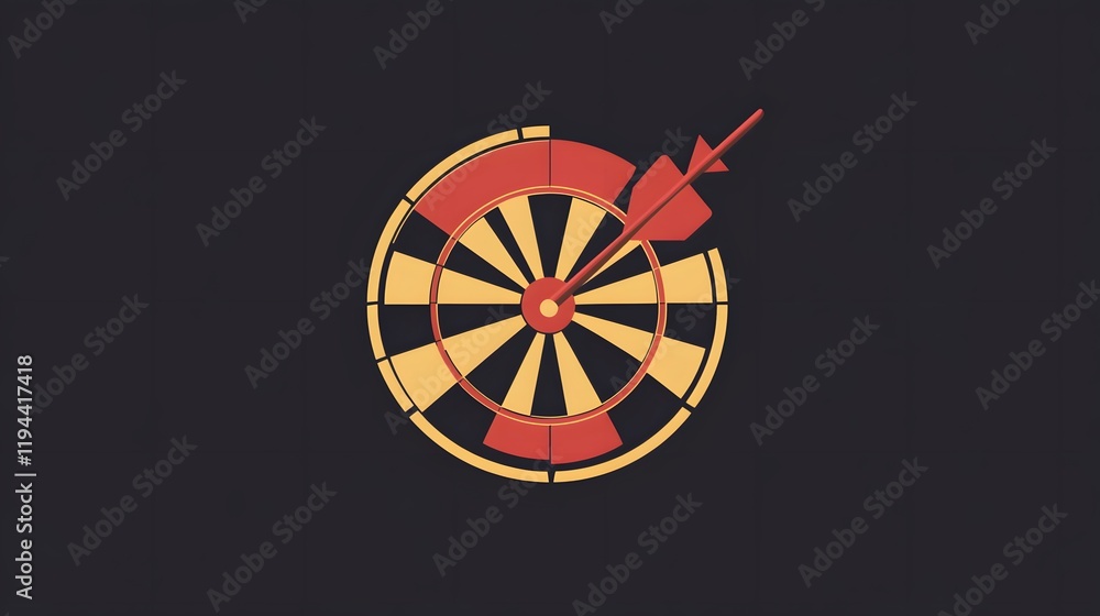 Obraz premium Dartboard with Arrow Hitting Target Successfully