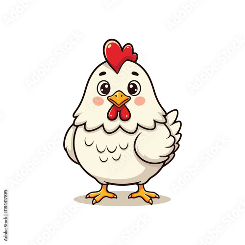 Cute Chicken Hen Standing Cartoon Vector Icon Illustration Animal Nature Icon Isolated Flat Vector