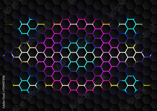 Abstract background with colourful hexagon led