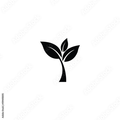 Black leaf ecology element vector icon logo editable white background color