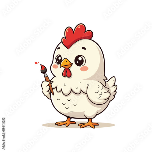 Cute Chicken Hen Standing Cartoon Vector Icon Illustration Animal Nature Icon Isolated Flat Vector