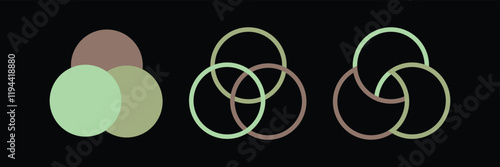 Colorful venn diagram is showing three overlapping circles with numbers for your text and design.   Venn Diagram.