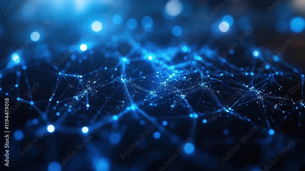 Futuristic network of glowing blue dots and lines in a digital abstract space Futuristic network of glowing blue dots and lines in a digital abstract space