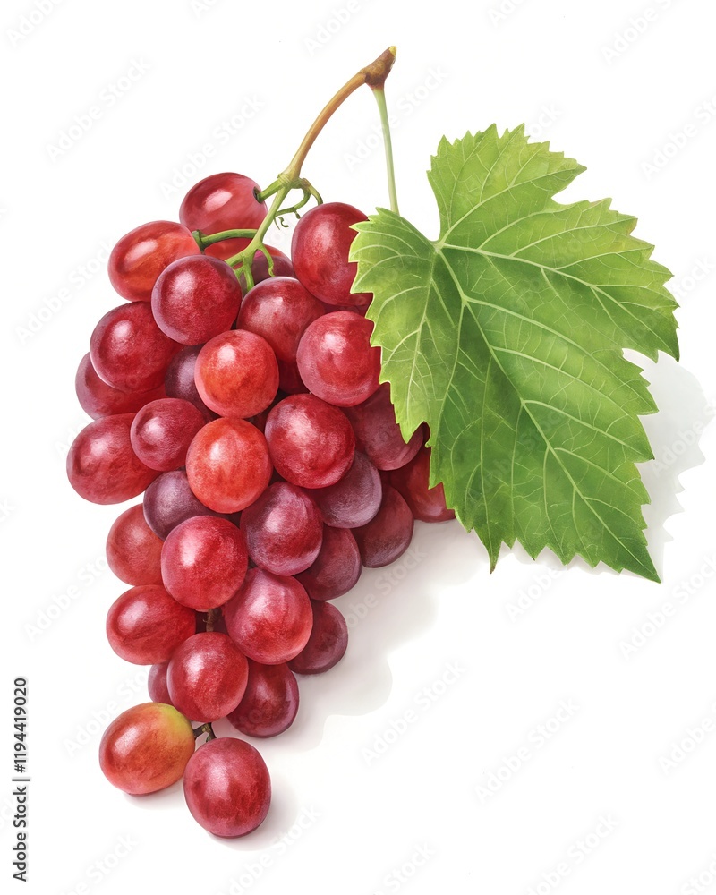 Fototapeta premium bunch of red grapes isolated on white background