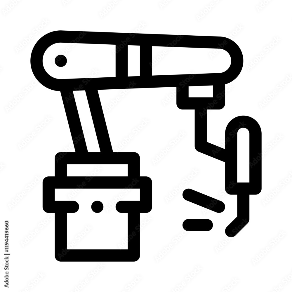 Robotic Arm with Welding Torch line icon Robotic Arm with Welding Torch line icon