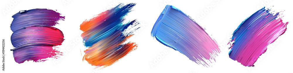 Collection of 3d Brushstroke gradient texture brush isolated on transparent or white background Collection of 3d Brushstroke gradient texture brush isolated on transparent or white background