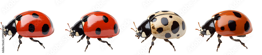 Fototapeta premium Ladybugs Collection Isolated on White Background