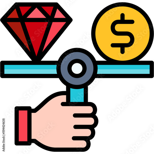 Pawn Value lineal color icon