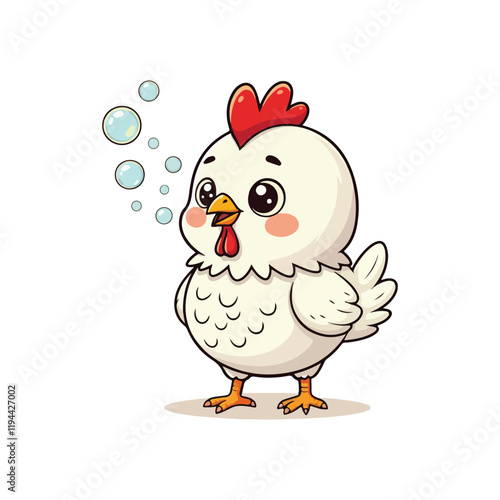 Cute Chicken Hen Standing Cartoon Vector Icon Illustration Animal Nature Icon Isolated Flat Vector