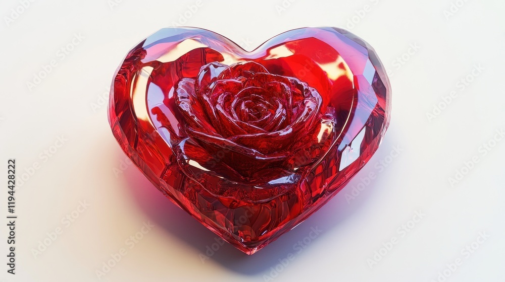 A hyper-realistic 3D depiction of a red rose crafted into a heart shape, with fine details and vibrant colors, placed on a white background A hyper-realistic 3D depiction of a red rose crafted into a heart shape, with fine details and vibrant colors, placed on a white background