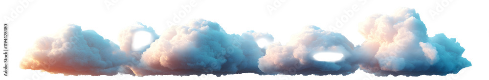 Fototapeta premium Fluffy Clouds Isolated on a Blue Sky Background, Ideal for Design Projects