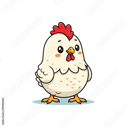 Cute Chicken Hen Standing Cartoon Vector Icon Illustration Animal Nature Icon Isolated Flat Vector