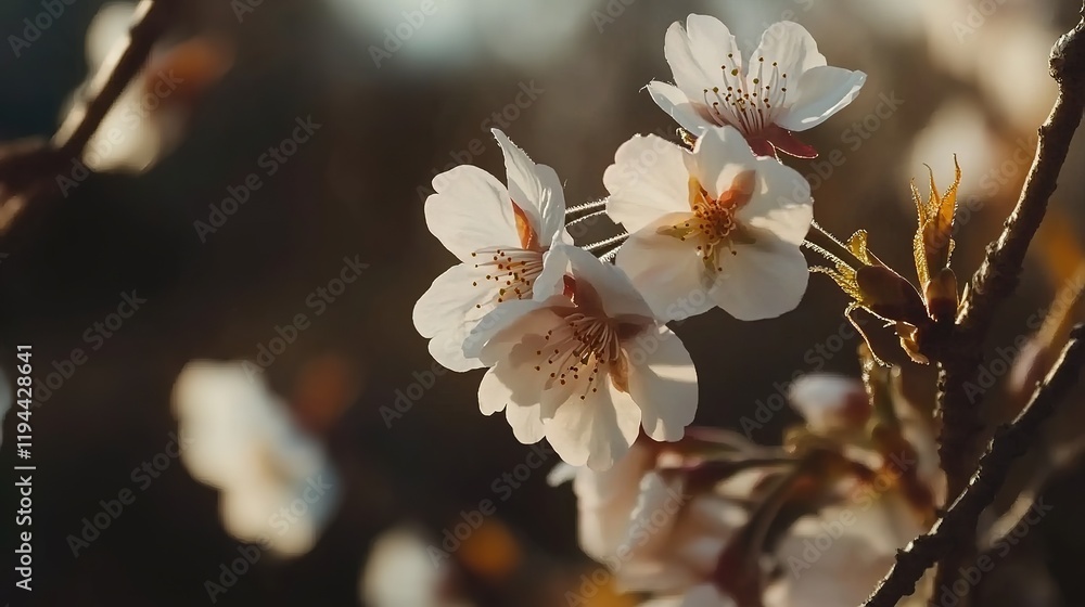 Blooming Sakura with White Flowers in Spring Season. Blooming Sakura with White Flowers in Spring Season.