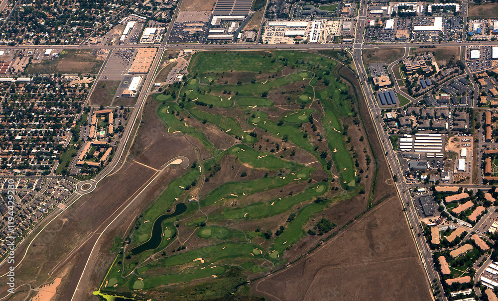 Fototapeta premium Ariel of public golf course.