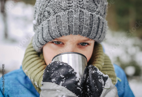 Activities in peaceful winter forest photo