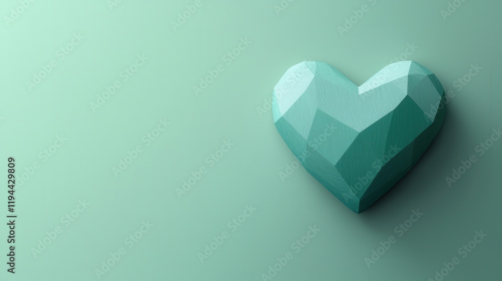 Modern Flat Green Heart with Sharp Geometric Lines and Bold Colors Modern Flat Green Heart with Sharp Geometric Lines and Bold Colors