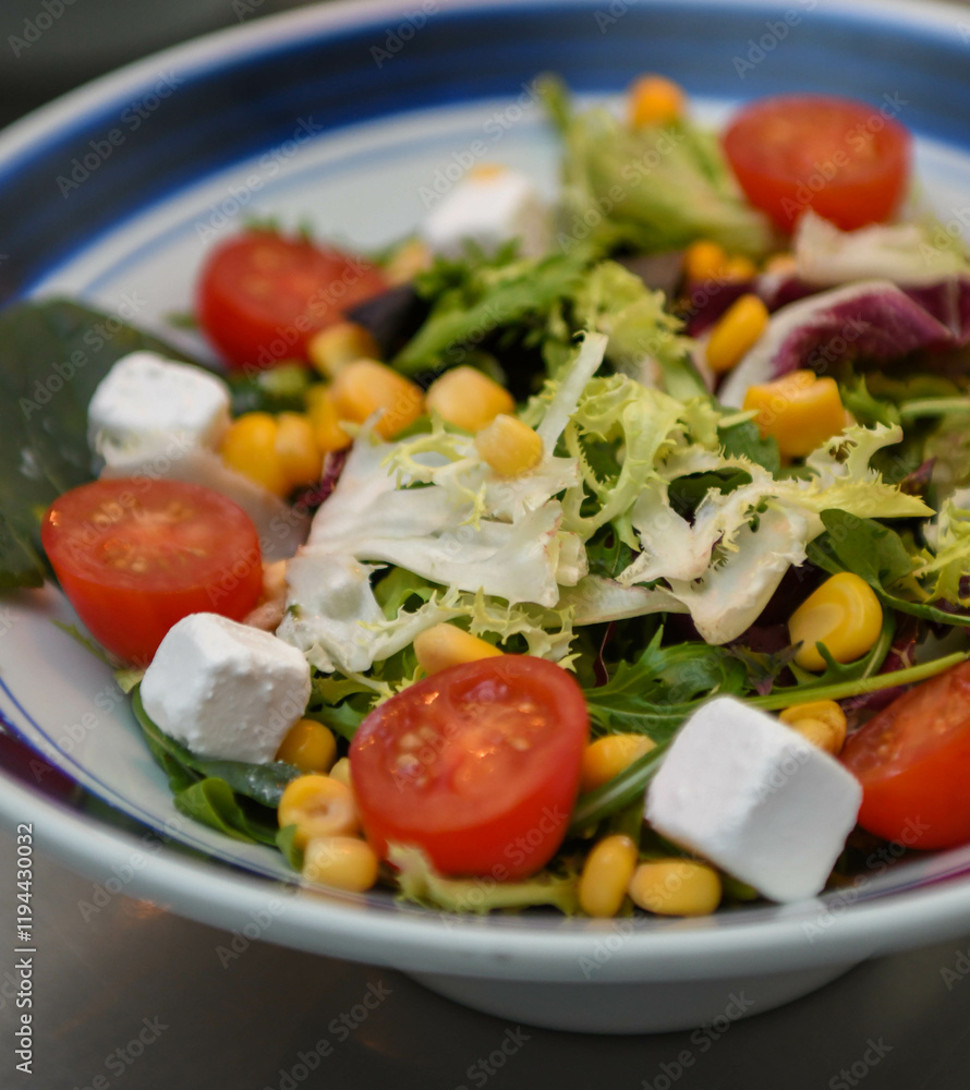 Fresh salad with Greek cheese and cherry tomatoes Fresh salad with Greek cheese and cherry tomatoes