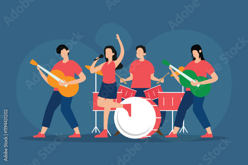 Live Band Performance 2d flat vector illustrations