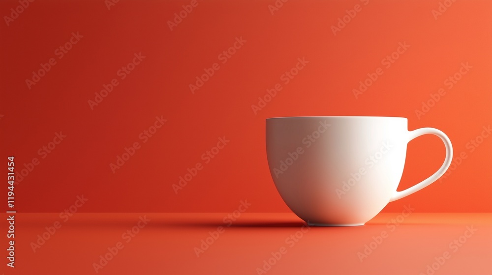 Minimal white cup on orange, perfect for modern takeout ads. Minimal white cup on orange, perfect for modern takeout ads.
