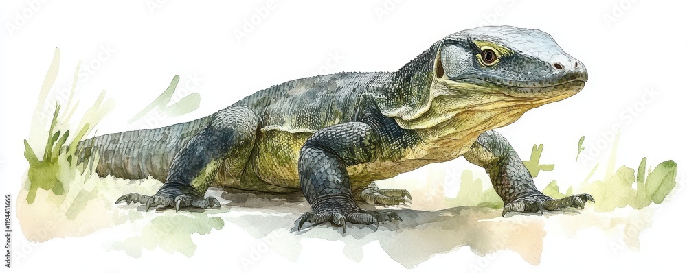 Obraz premium Watercolor art of a lizard in natural habitat