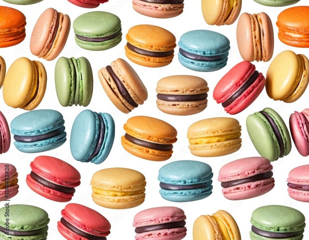 custom made wallpaper toronto digitalDelightful Colorful Macarons Falling on White Background: Sweet Pastry Treats