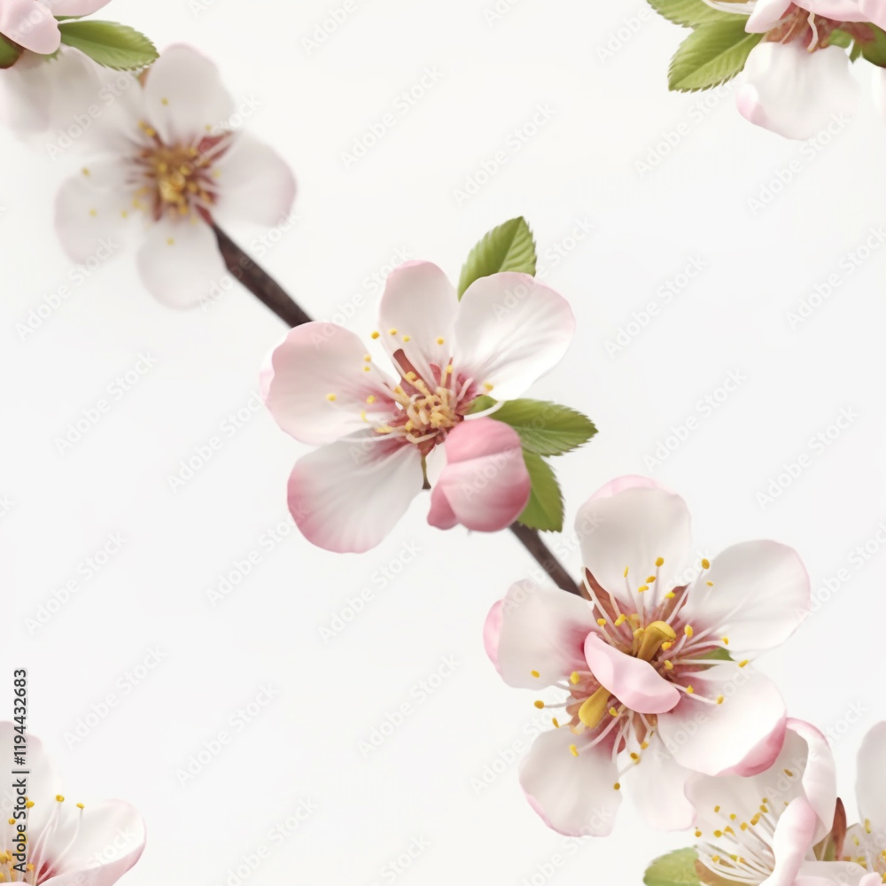 Obraz premium Seamless pattern of cherry blossoms in full bloom, perfect for backgrounds and spring-themed designs seamless pattern of cherry blossoms in soft shades of pink and white