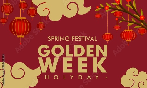 Happy Spring Festival Golden Week holiday. The Day of China illustration vector background photo