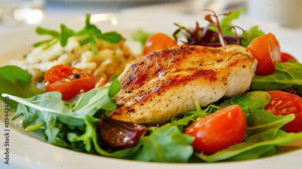 A beautifully plated gluten-free meal, featuring a mix of proteins and vegetables, emphasizing dietary restrictions and healthy alternatives A beautifully plated gluten-free meal, featuring a mix of proteins and vegetables, emphasizing dietary restrictions and healthy alternatives