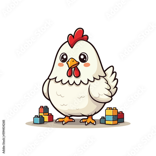Cute Chicken Hen Standing Cartoon Vector Icon Illustration Animal Nature Icon Isolated Flat Vector