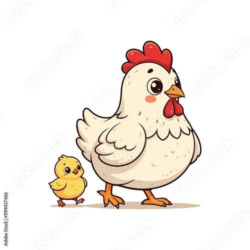 Cute Chicken Hen Standing Cartoon Vector Icon Illustration Animal Nature Icon Isolated Flat Vector