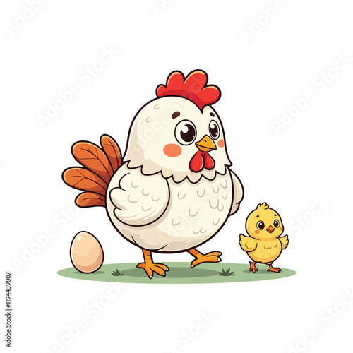 Cute Chicken Hen Standing Cartoon Vector Icon Illustration Animal Nature Icon Isolated Flat Vector