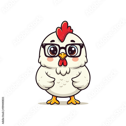 Cute Chicken Hen Standing Cartoon Vector Icon Illustration Animal Nature Icon Isolated Flat Vector