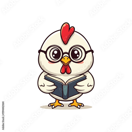 Cute Chicken Hen Standing Cartoon Vector Icon Illustration Animal Nature Icon Isolated Flat Vector
