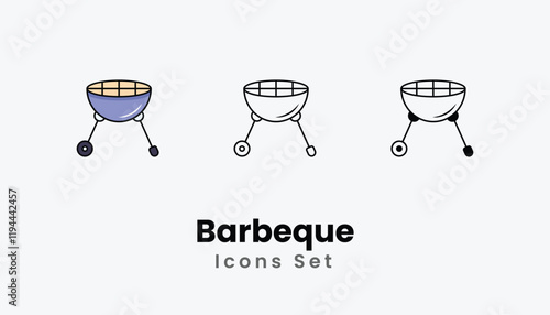 Barbeque Icons thin line and glyph vector icon stock illustration