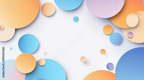 Fototapeta Naklejka Na Ścianę i Meble -  White abstract background decorated with circular layers. Vector realistic illustration of pastel business presentation backdrop with round papercut design elements, modern minimalist wallpaper