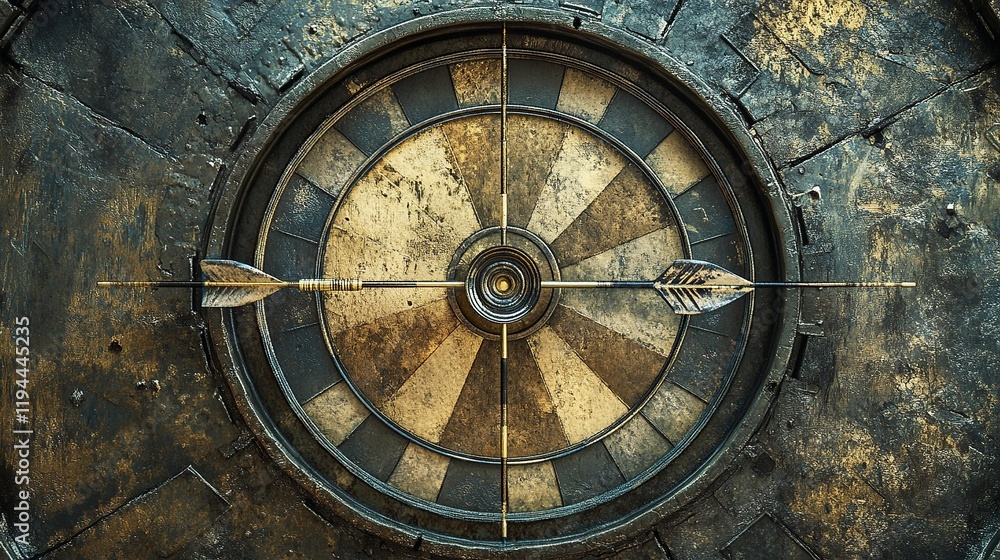 Precision and success take aim with darts piercing the bullseye on a metallic target, symbolizing pinpoint accuracy and triumphant achievement. Precision and success take aim with darts piercing the bullseye on a metallic target, symbolizing pinpoint accuracy and triumphant achievement.