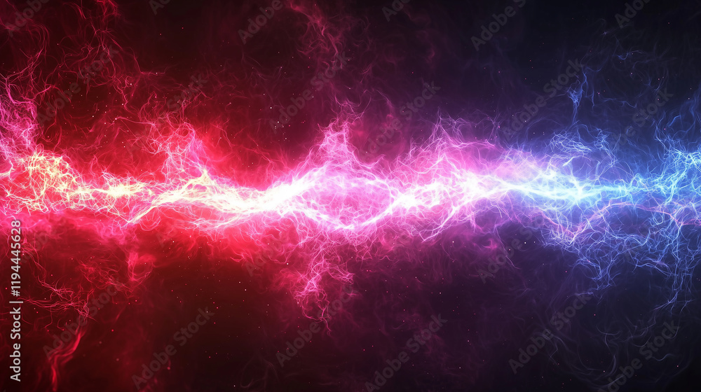 Abstract Cosmic Energy Field with Red and Blue Nebulous Glows and Sparkling Particles Abstract Cosmic Energy Field with Red and Blue Nebulous Glows and Sparkling Particles