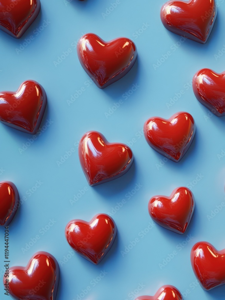 Red Hearts on a Blue Background Red Hearts on a Blue Background