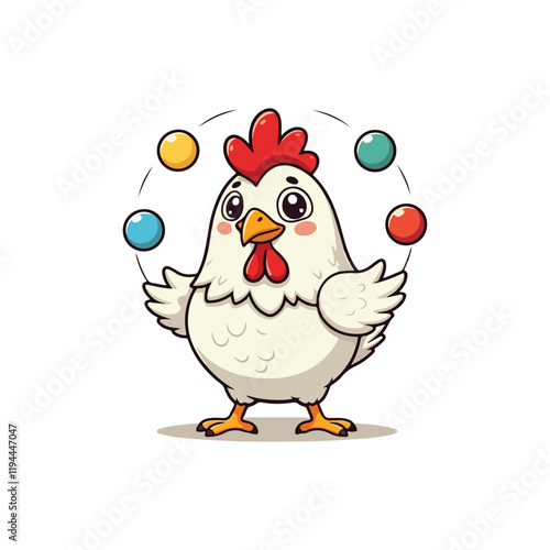 Cute Chicken Hen Standing Cartoon Vector Icon Illustration Animal Nature Icon Isolated Flat Vector