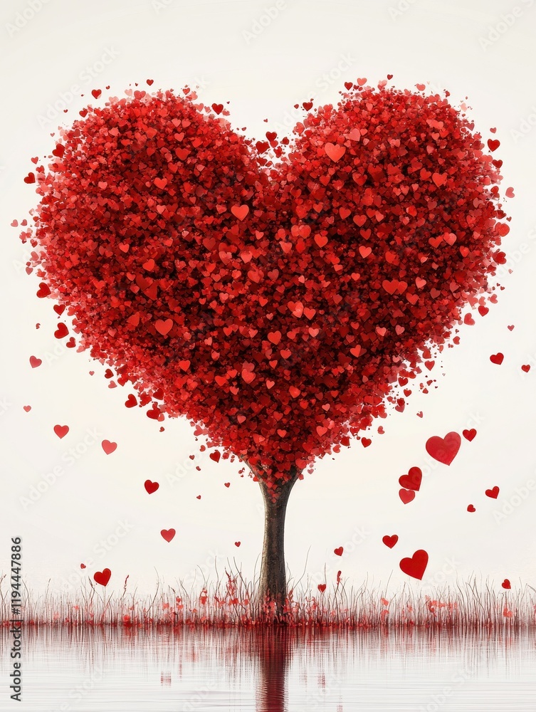 Heart tree. Red heart shaped tree. Valentine background. Love. Valentines day illustration Heart tree. Red heart shaped tree. Valentine background. Love. Valentines day illustration